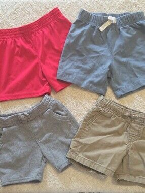 Cat & Jack Kids 4-Pack Shorts — Red, Blue, Gray & Tan